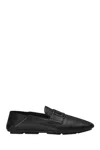 Dolce & Gabbana Black Dg-motif Leather Driving Shoes In Schwarz