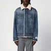 Dolce & Gabbana Buttoned Denim Jacket With Faux Shearling Finish In Blue