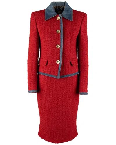 Dolce & Gabbana Denim And Wool Set In Red