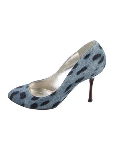 Pre-owned Dolce & Gabbana Denim Animal Print Pumps In Blue
