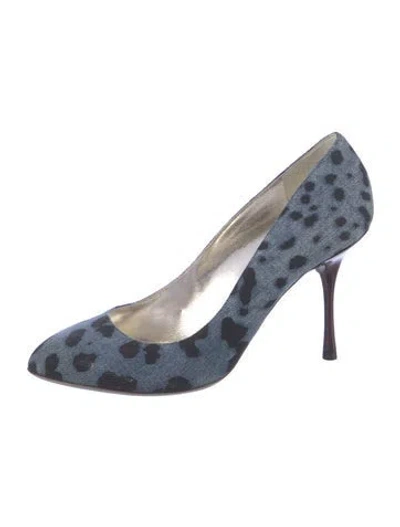 Pre-owned Dolce & Gabbana Denim Animal Print Pumps In Blue