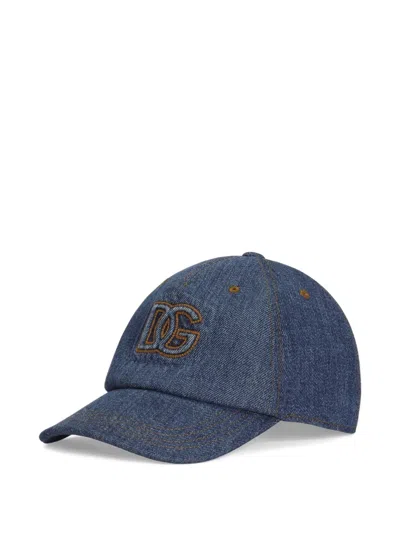 Dolce & Gabbana Kids' Denim Baseball Hat With Logo In Blue