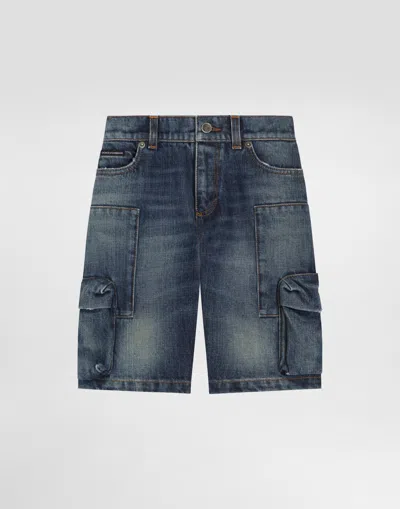 Dolce & Gabbana Kids' Denim Bermuda Shorts In Blue