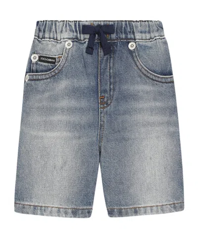 Dolce & Gabbana Denim Bermuda Shorts With Saltpepper Wash In Gray