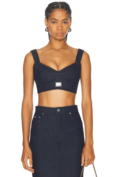 Dolce & Gabbana Denim Bra Top In Black