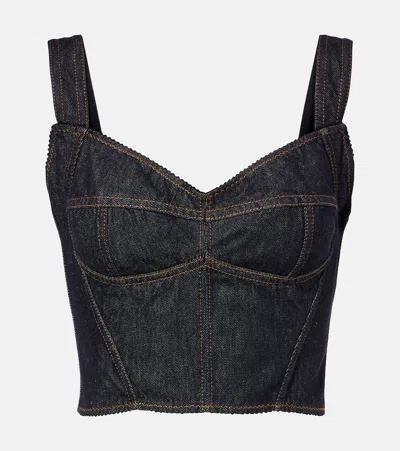 Dolce & Gabbana Denim Bustier In Black