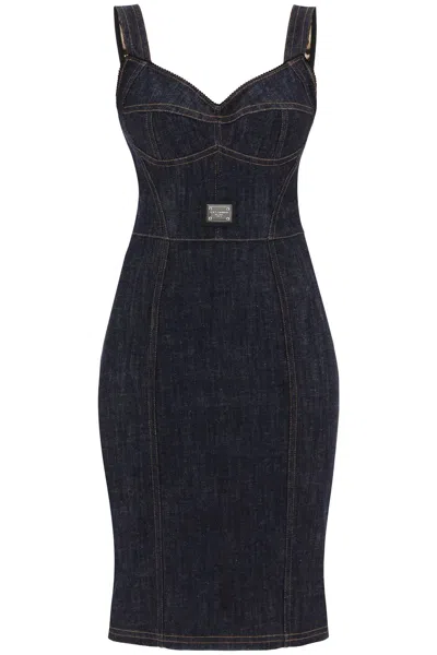 Dolce & Gabbana Denim Bustier Dress In Variante Abbinata