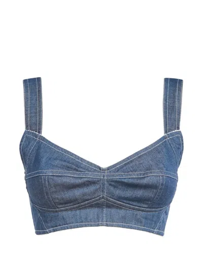 Pre-owned Dolce & Gabbana Denim Bustier Top In Blue