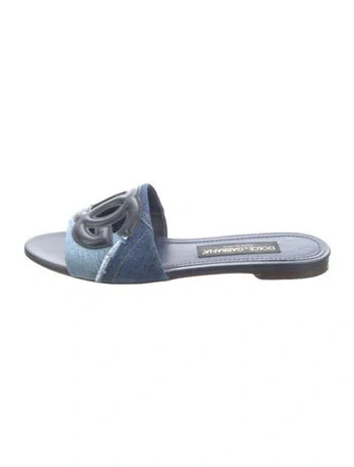 Pre-owned Dolce & Gabbana Denim Colorblock Pattern Flats In Blue