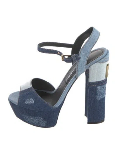 Pre-owned Dolce & Gabbana Denim Colorblock Pattern Pumps In Blue