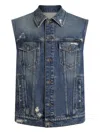 Dolce & Gabbana Denim Corduroy Gilet In Blue