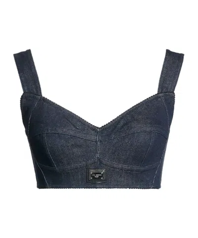 Dolce & Gabbana Denim Corset In Black