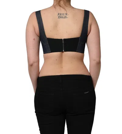 Dolce & Gabbana Denim Corset Bralette Crop Top In Black