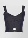 Dolce & Gabbana Denim Corset Heart Neck Cropped Top