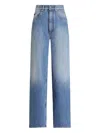 Dolce & Gabbana Blue Five Pocket Jeans With Metallic Logo Patch On The Back In Denim Woman In Blue