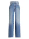 Dolce & Gabbana Blue Five Pocket Jeans With Metallic Logo Patch On The Back In Denim Woman In Blue