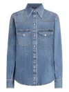 Dolce & Gabbana Long Sleeve Denim Shirt In Blue
