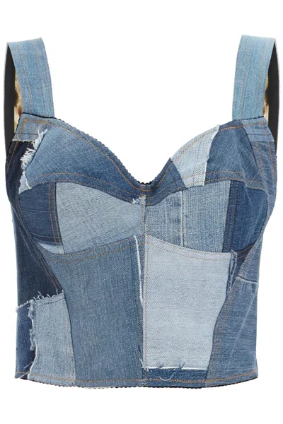 Dolce & Gabbana Denim Cropped Top In Blue