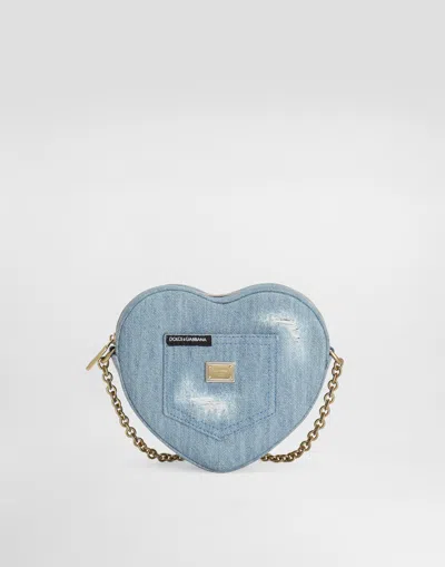 Dolce & Gabbana Denim Dg Girlie Heart Bag In Multicolor
