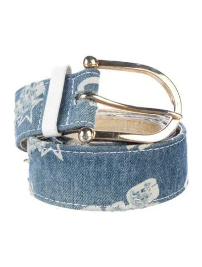 Pre-owned Dolce & Gabbana Denim Distressed Accents Belt In Blue