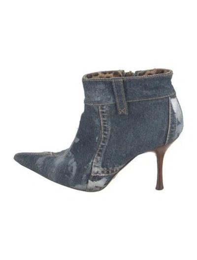Pre-owned Dolce & Gabbana Denim Distressed Accents Boots In Blue