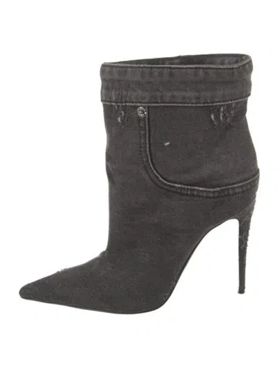 Pre-owned Dolce & Gabbana Denim Distressed Accents Boots In Gray
