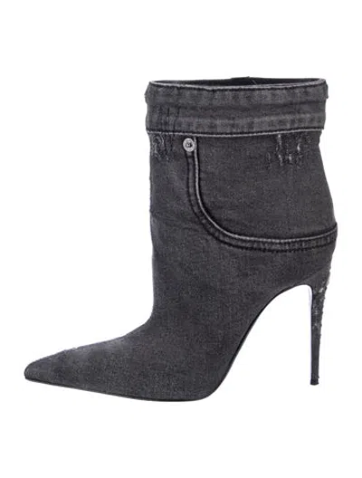 Pre-owned Dolce & Gabbana Denim Distressed Accents Boots In Multicolor