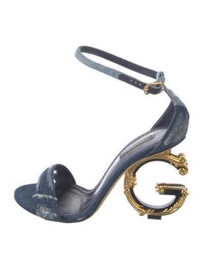 Pre-owned Dolce & Gabbana Denim Distressed Accents Sandals In Blue