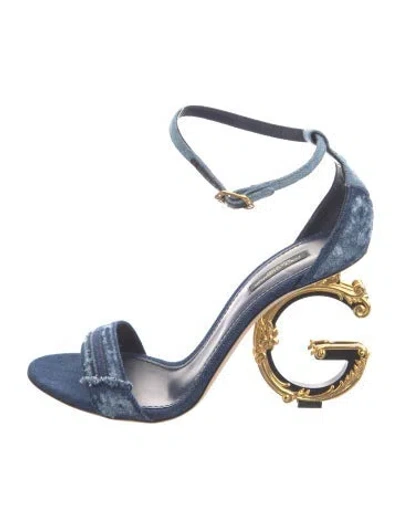 Pre-owned Dolce & Gabbana Denim Distressed Accents Sandals In Blue
