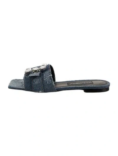 Pre-owned Dolce & Gabbana Denim Distressed Accents Slides In Blue
