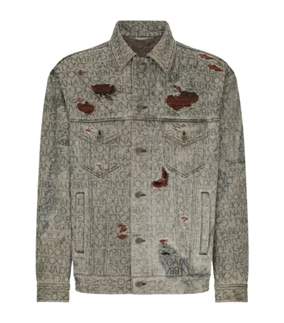 Dolce & Gabbana Denim Distressed Jacket In Multi