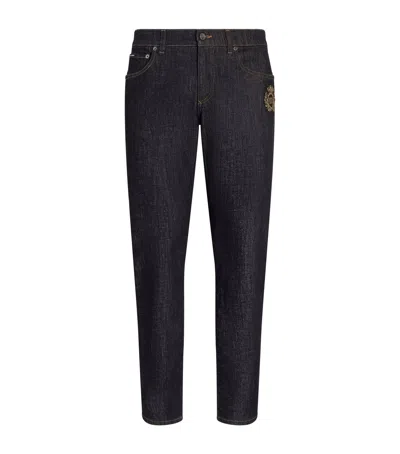 DOLCE & GABBANA DENIM EMBROIDERED JEANS