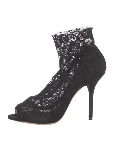 Pre-owned Dolce & Gabbana Denim Floral Print Pumps In Black