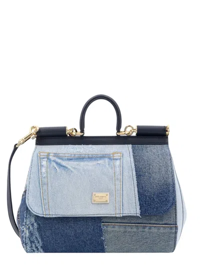 Dolce & Gabbana Denim Handbag With Patchwork Effect In Blue