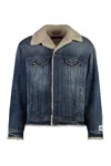 Dolce & Gabbana Buttoned Denim Jacket With Faux Shearling Finish In Denim