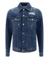 Dolce & Gabbana Blue Jacket With Classic Collar And Rips In Denim Stretch Man In Blue