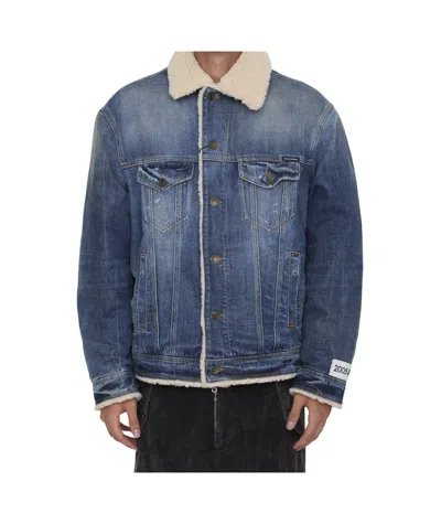DOLCE & GABBANA DOLCE  GABBANA DISTRESSED DENIM TEDDY JACKET