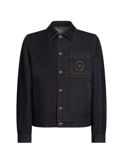Dolce & Gabbana Denim Jacket With Logo Patch In Multi