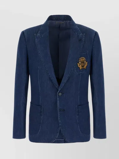Dolce & Gabbana Denim Jacket With Notched Lapels And Front Pockets