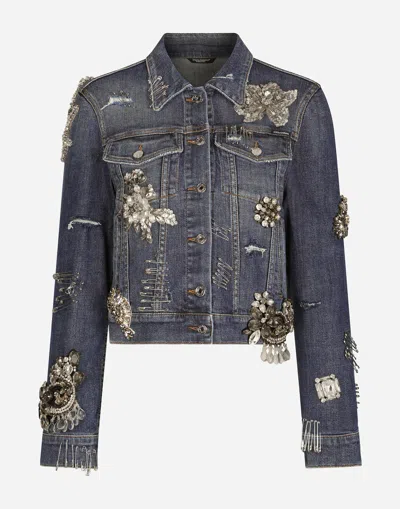 Dolce & Gabbana Jeansjacke Mit Pailletten In Multicolor