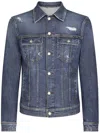 Dolce & Gabbana Blue Jacket With Classic Collar And Rips In Denim Stretch Man In Blue