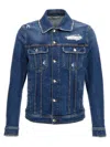 Dolce & Gabbana Blue Jacket With Classic Collar And Rips In Denim Stretch Man In Blue