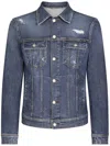 Dolce & Gabbana Blue Jacket With Classic Collar And Rips In Denim Stretch Man In Blue