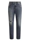 Dolce & Gabbana Distressed Logo-plaque Jeans In Blue