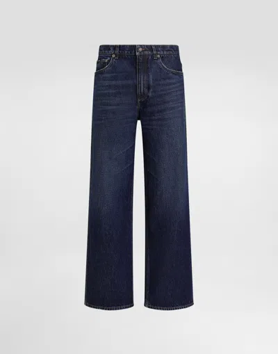 Dolce & Gabbana Five-pocket Logo-plaque Jeans In Blue