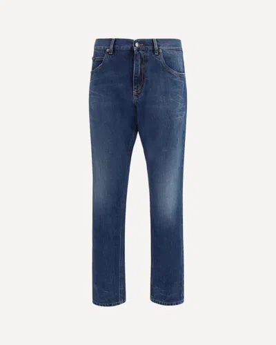 Dolce & Gabbana Blue Cotton Straight-leg Jeans