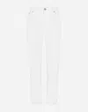 Dolce & Gabbana White Distressed Straight-leg Jeans In Blue