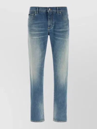 Dolce & Gabbana Denim Jeans Straight Leg Belt Loops In Blue