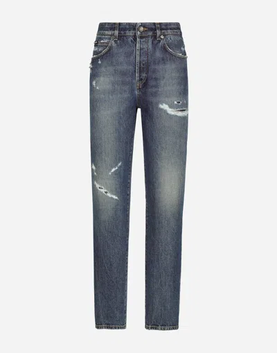 DOLCE & GABBANA DENIM JEANS WITH RIPS