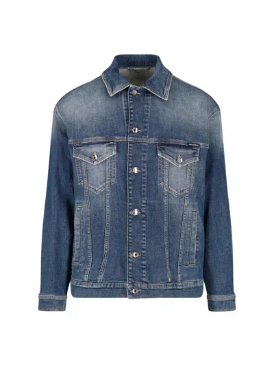 Dolce & Gabbana Collared Button-up Denim Jacket In Blue